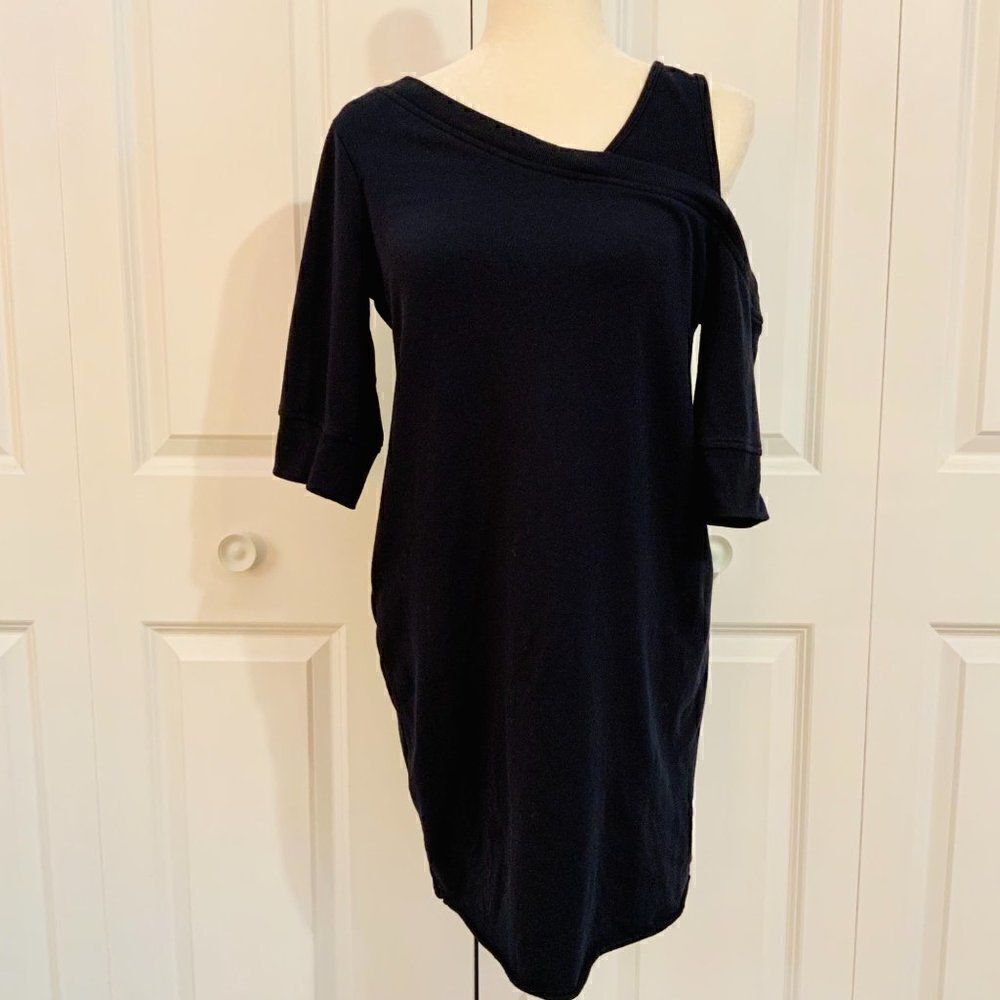 Sundays Navy Blue Single Cold Shoulder Knit Super Soft Dress Medium